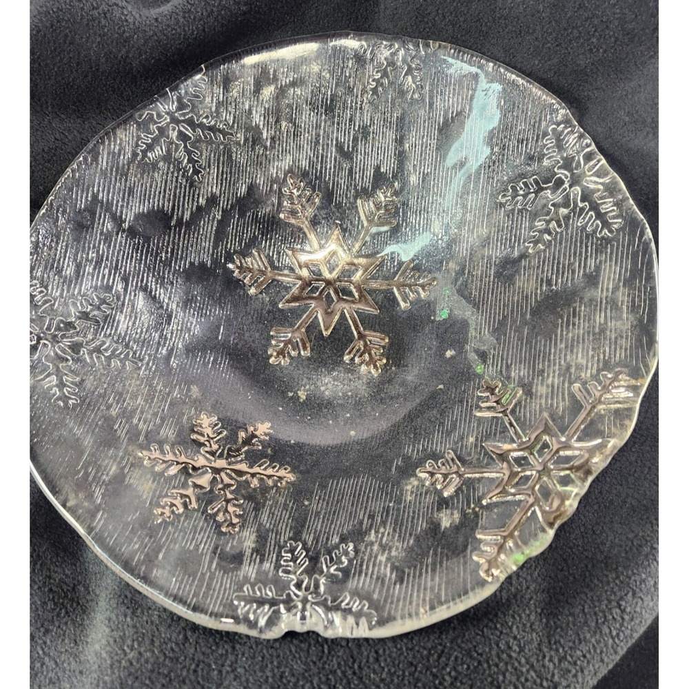 Large Clear Crystal Glass Embossed Snowflake Bowl Serving Parties Holidays